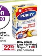 Purity Baby Cereal Just Add Water Stages 1, 2 Or 3 Assorted-200g Each