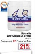 Bennetts Baby Aqueous Cream-500ml Each