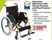 Aluminium Wheel Chair With Flip Up Armrests & Fixed Footrest