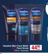 Vaseline Men Face Wash Or Scrub-100ml Each