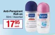 Sanex Anti Perspirant Roll On Assorted-50ml Each