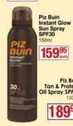 Piz Buin Instant Glow Sun Spray SPF30-150ml