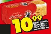 Bakers Red Label Lemon/Vanilla Cream Biscuits-200g Each