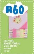 Jolly Tots Hooded Towel & 5 Face Cothes-Per Set