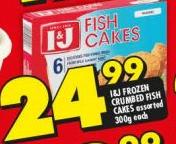 I&J Frozen Crumbed Fish Cakes-300g Each