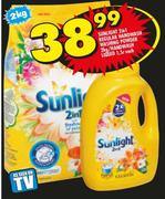 Sunlight 2 In 1 Regular Handwash Washing Powder 2KG/Handwash Liquid 1.5Ltr-Each