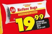Ritebrand Black Refuse Bags-20 Per Pack