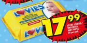Lovies Scented/Unscented Baby Wipes-80 Per Pack
