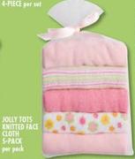 Jolly Tots Knitted Face Cloth-5 Pack Per Pack