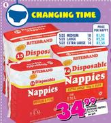 Ritebrand Disposable Nappies Extra Large-Per Nappy