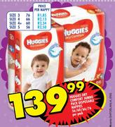 Huggies Dry Comfort Jumbo Pack Disposable Nappies-56's/60's/66's/76's Per Pack