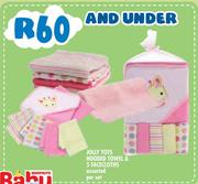 Jolly Tots Hooded Towel & 5 Facecloths Assorted-Per Set
