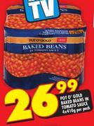 Pot O Gold Baked Beans In Tomato Sauce-4x410g Per Pack