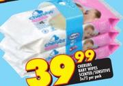 Cherubs Baby Wipes Scented/Sensitive-3 x 72's Per Pack