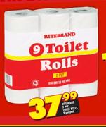 Ritebrand 2 Ply Toilet Rools-9 Per Pack