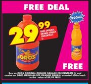 Oros Original Orange Squash Concentrate-2ltr & Oros Original/Lite Orange Squash Assorted-500ml