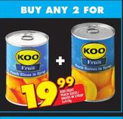 Koo Fruit Peach Slices/Halves In Syrup-2 x 410g