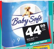 Baby Soft 2 Ply Toilet Rolls-9 Per Pack