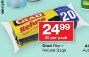 Glad Black Refuse Bags-20 Per Pack