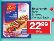Enterprise Red/Smoked Viennas-500g Each