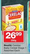 Nestle Cerelac Baby Cereal Stage 1 Assorted-250g Each
