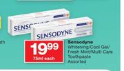 Sensodyne Whitening/Cool Gel/Fresh Mint/Multi Care Toothpaste Assorted-75ml Each