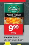 Rhodes Peach Slices/Halves-410g Each