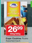 Cape Cookies Rusks Assorted-450g/500g