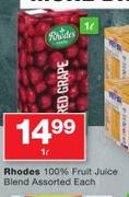 Rhodes 100% Fruit Juice Blend Assorted-1Ltr Each