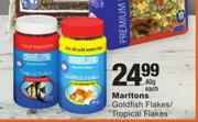 Marltons Goldfish Flakes/Tropical Flakes-40g Each