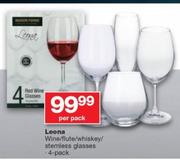Leona Wine/Flute/Whisky Stemless Glasses 4 Pack-Per Pack