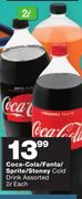 Coca Cola/Fanta/Sprite/Stoney Cold Drink Assorted-2Ltr Each