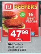 I&J Beefers Beef Patties-800g Each