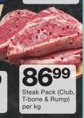 Steak Pack(Club, T Bone & Rump)-Per Kg