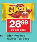 Glen Rooibos Tagless Tea Bags-80 Per Pack