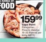Cape Point Pantagoian Prawns(Approx 16-20 Prawns Per 800g Net)