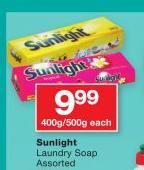 Sunlight Laundry Soap-400/500g Each