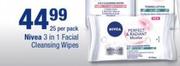 Nivea 3 In 1 Facial Cleansing Wipes-25's Per Pack