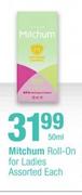 Mitchum Roll-On For Ladies Assorted-50ml Each
