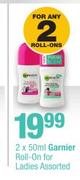 Garnier Roll-On For Ladies Assorted-2 x 50ml