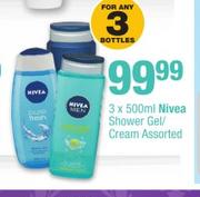 Nivea Shower Gel/Cream Assorted-3 x 500ml