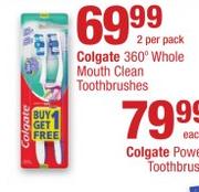 Colgate 360 Degree Whole Mouth Clean Toothbrushes-2's Per Pack