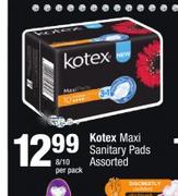 Kotex Maxi Sanitary Pads-8/10 Per Pack