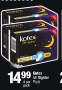 Kotex All Nighter Pads-8 Per pack