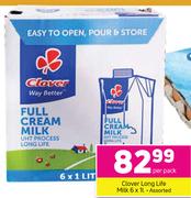 Clover Long Life Milk Assorted-6 x 1Ltr Per Pack