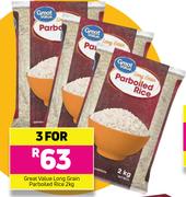 Great Value Long Grain Parboiled Rice-3 x 2Kg