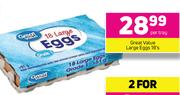 Great Value Large Eggs-18's Per Tray