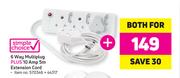 Simple Choice 6 Way Multiplug Plus 10 AMP 5M Extension Cord-Both For