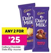 Cadbury Chocolate Slabs Assorted 80g-For Any 2