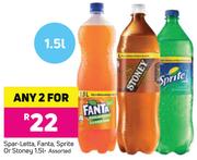 Spar-Letta, Fanta, Sprite Or Stoney Assorted-Any 2 x 1.5Ltr